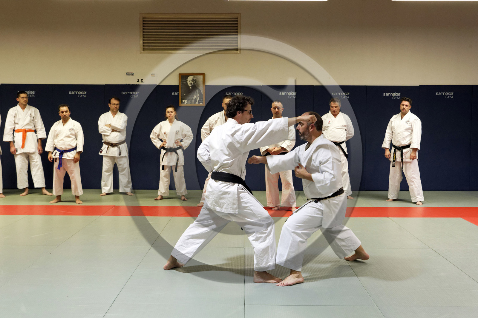 France, Bas-Rhin (67), Strasbourg, La Wantzenau, Budokan 67, section Karaté, entraînement